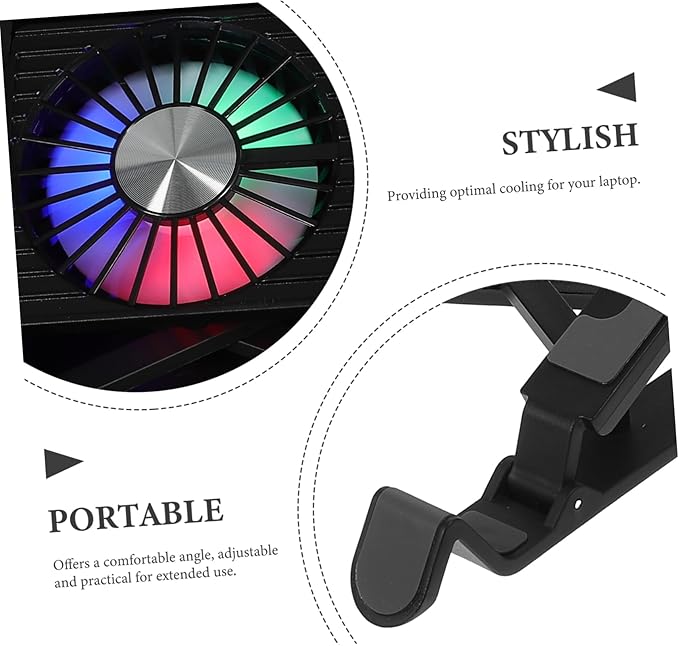 NUOBESTY 1set Adjustable Laptop Cooling Stand Four Fans Ergonomic Design Compact and Lightweight Notebook Cooler Pad Heat Reduction and Enhanced Comfort