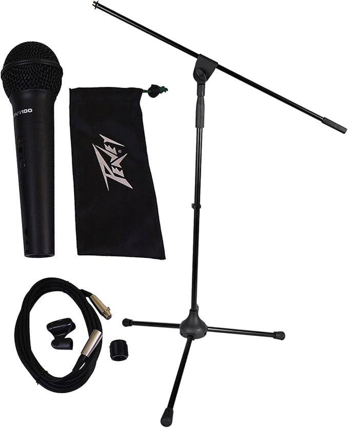 Peavey PVI100XLR Wired Dynamic Cardioid Microphone+Case+Mic Clip+Cable+Mic Stand