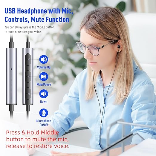 USB Headphones for PC Laptop Magnetic 7.5FT Wired Earbuds 16FT Link Cable for Apple Vision Pro 5 Meters Linking Cable for Galaxy XR for Oculus for Quest 3 3S 2 ProPico 45M USB 3.1 Long Lead for VR