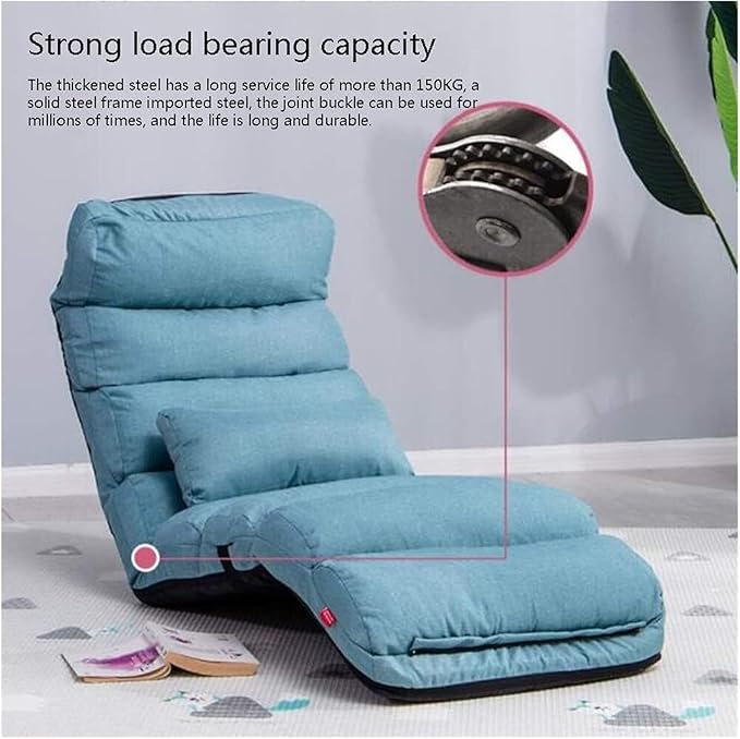 ELEFOCUS Folding Sofa Chair Removable and Washable Lazy Sofa Multifunctional Adjustment Ergonomics Floor Chair(Blue)