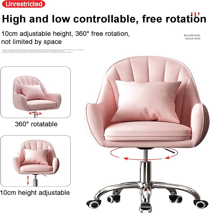 Office Chair Gaming Chair Computer Chair Upholstered Computer Chair with ArmrestAdjustable Swivel Chair Modern Mid-Back Desk Chair Armchair for Executive Living BedroomHome Velvet Off