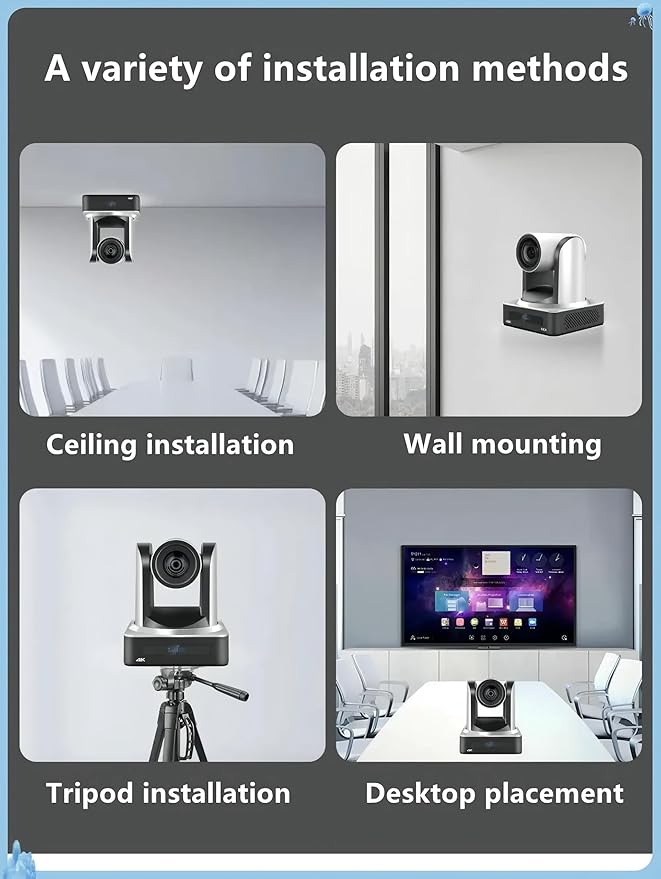 NDI PTZ Camera 4K AI Auto-Tracking 20X Optical Zoom 4K@60fps3G-SDI USB3.0 HDMI LAN PoE IP Live Streaming for Church Worship Events Broadcast Video Conference