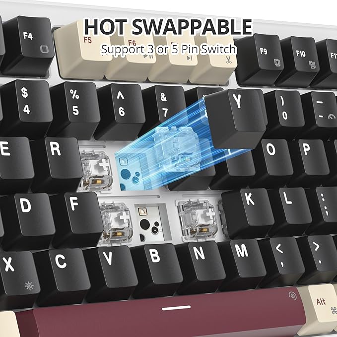 75% Wired Gaming Keyboard Hot Swappable Gasket Mount White Switch 82 Keys TKL Mechanical Keyboard NKRO Creamy for PC Laptop Windows Gamer