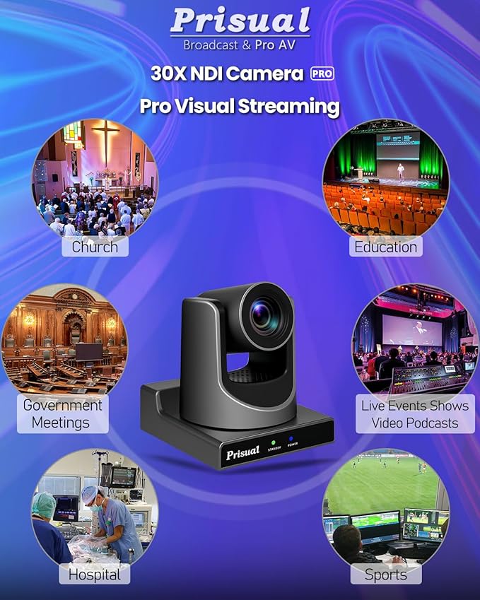 NDI PTZ Camera Gen 5 30X Optical Zoom AI Auto Tracking 3G-SDI USB LAN PoE HDMI PTZ Camera for Church Broadcast Education Events (Official NDI 6 &amp NDI HX3 Certified) TEM-30N PRO