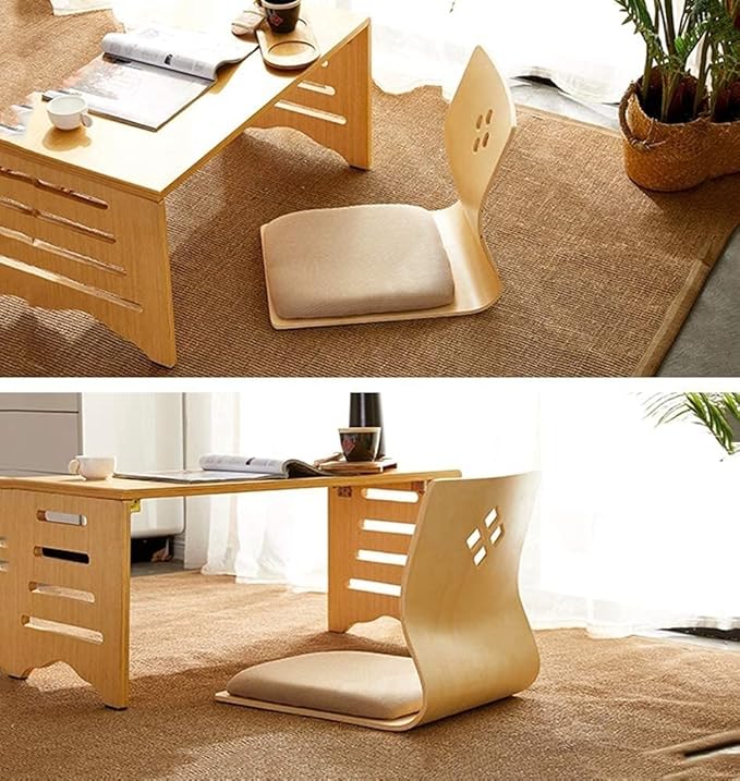 4 Tables Japanese Legless Chair Made from Plywood Seating Living Room Furniture Asian Traditional Tatami Floor Chair for Adults Kids Video-Gaming Reading Watching