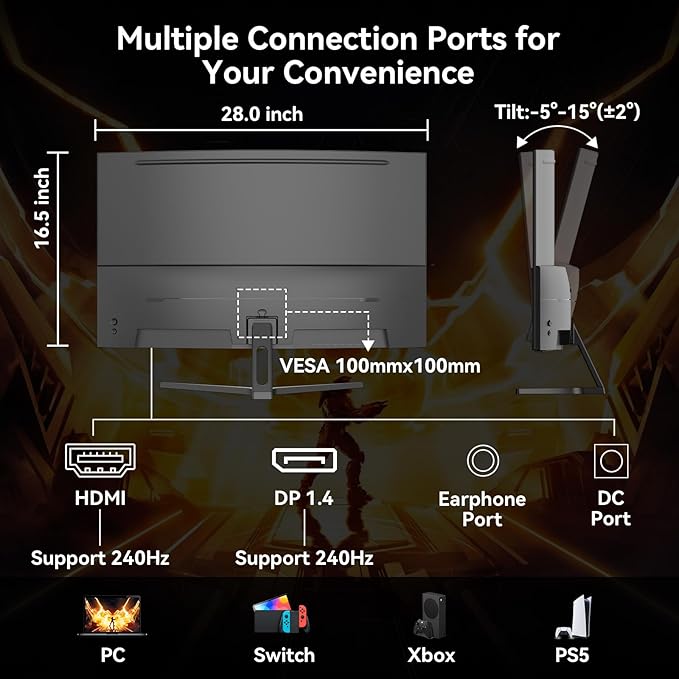 SANSUI 32 Inch Curved 240Hz Gaming Monitor High Refresh Rate FHD 1080P Gaming PC Monitor HDMI DP1.4 Curved 1500R 1Ms MPRT HDRMetal StandVESA Compatible(DP Cable Incl.)