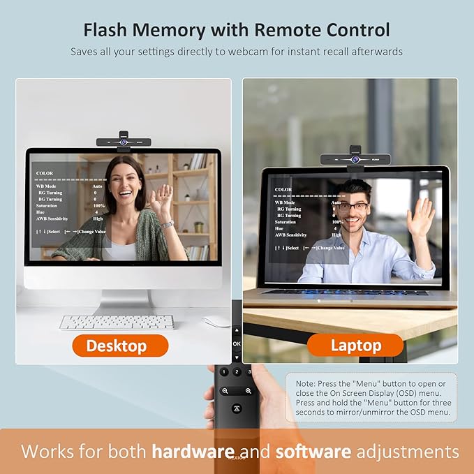 NexiGo Zoom Certified N970P 4K Webcam Onboard Flash Memory Al-Powered Auto-Framing Adjutable Field of View Sony Sensor Dual AI Noise-Cancelling Mics Works with Teams/Zoom/Webex/Google