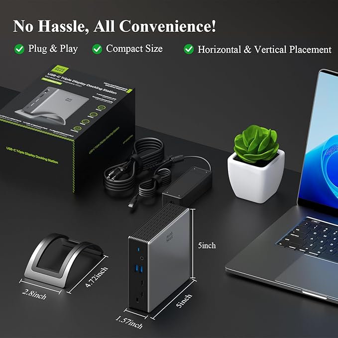 USB C Docking Station Minthouz PD3.1 Docking Station 3 Monitorswith 4K@144Hz 2*HDMI+DP 140W PD ChargeUSB-C 10Gb2*USB-A 5Gbps Gigabit Ethernet Audio/Mic for Chrome OS &amp Windows