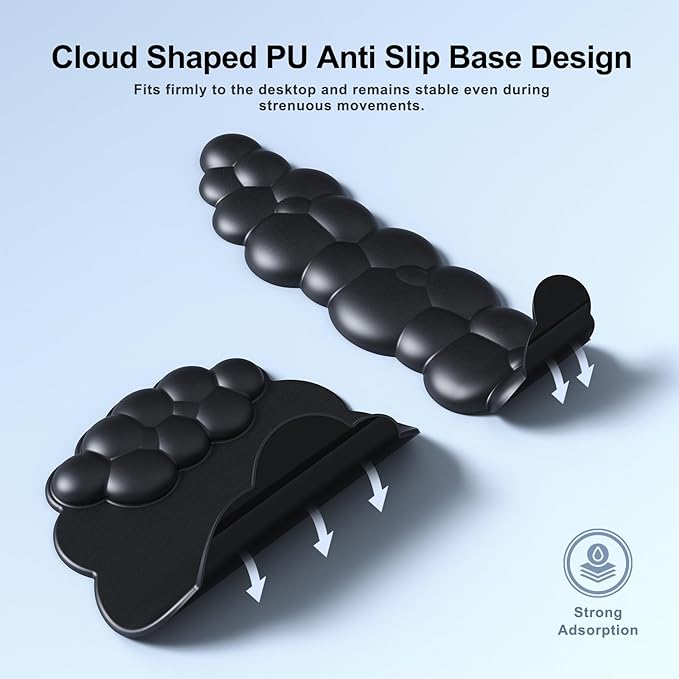 Cloud Mouse Pad with Wrist Rest Cloud Keyboard Wrist Rest Mouse Pad Wrist Support Ergonomic Keyboard Mouse Wrist Support (Black)