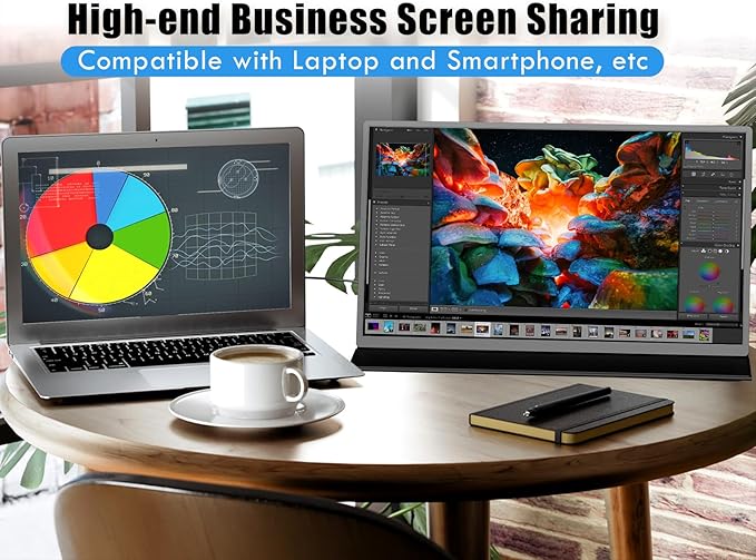 qaf 18.5 Inch Portable Monitor 100Hz 1080P FHD IPS HDR Display 100% sRGB Frameless Gaming Travel Second Monitor for Laptop PC Mac PS5 Xbox VESA Mount Built-in Speakers - Classic Black