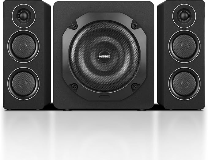 Computer Speakers with Subwoofer 2.1 Gaming Speaker System for Desktop PC 8 Deep Bass Bluetooth 5.3 AUX/RCA/Optical/Coaxial Surround Sound for PC/Monitor/TV - Black