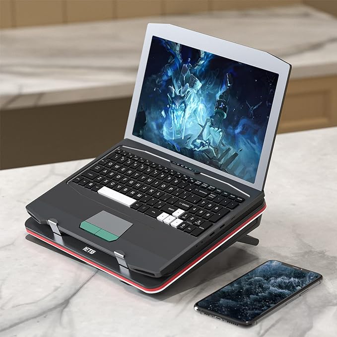 GT500 Powerful Turbo-Fan (4200 RPM) Laptop Cooling Pad with Infinitely Variable SpeedSeal Foam for Rapid Cooling Gaming LaptopDust Filter for Protect Laptop13-17.3inch Laptop Cooler