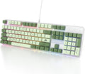 Fogruaden Mechanical Keyboard Green Matcha Wired USB 104 Key RGB Backlit Gaming Keyboard with Number Pad Red Switches NKRO for Windows Laptop PC Gamer