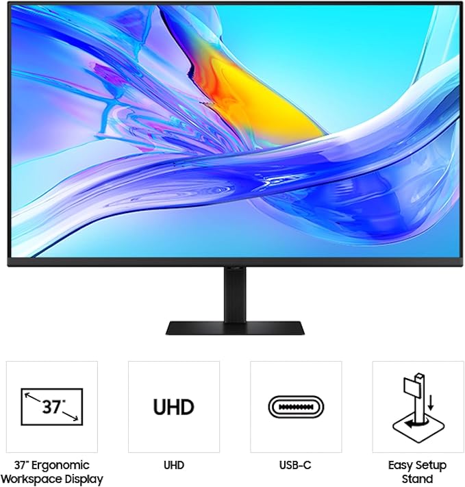 Samsung 37” ViewFinity S8 (S80UD) 4K UHD HDR10 High Resolution Monitor with USB-C and Ergonomic Design Built-in KVM Switch Intelligent Eye Care LS37D800UANXZA 2025
