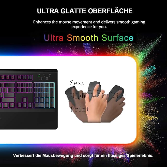 RGB Mouse Pad Sexy Anime Gaming LED Mouse Pad XXL Gamers Colorful USB Laptop Keyboard Pad Gaming Desk Sexy Butt Breasts Chest (35.43x15.74 inche)