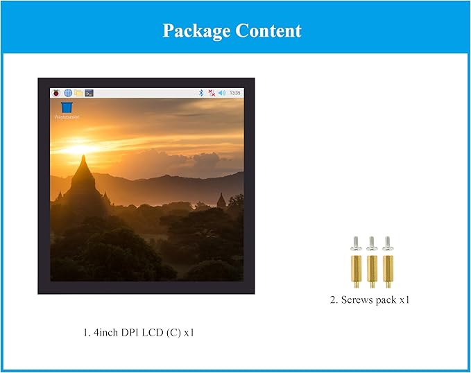 4inch DPI LCD Square Capacitive Touch Screen Compatible with Raspberry Pi 5/4B/3B+/3B/2B/Zero/Zero W/WH/Zero 2W 720x720 Resolution IPS Display Toughened Glass Cover Low Power Solution