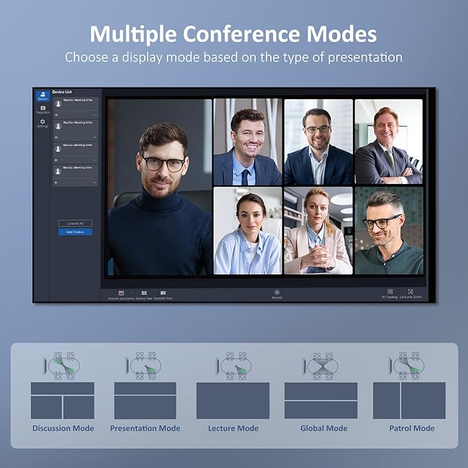 NexiGo Meeting 360 Ultra (Gen 3) Enhanced All-in-One Conference Camera System Multi-Camera Setup 8K Capture AI-Powered Framing and Auto Tracking for Medium to Large Meeting Rooms