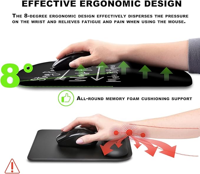 Mouse Pad Wrist Support Ergonomic Mouse Pad with Massage Dot Comfortable Computer Mouse Pad for Laptop Wrist Rest Pain Relief Mousepad with Non-Slip PU Base for Office &amp Home 12 x 8 in