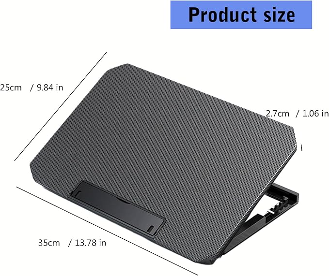 Foldable Adjustable Laptop Cooling Pad with 2 Quiet Fan for Notebook with Adjustable Heights and USB Connection