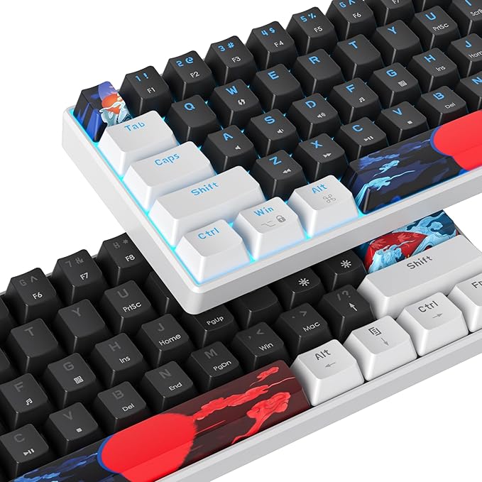 60 Percent Gaming Keyboard 61 Keys Mechanical Keyboard Ultra Compact Wird Keyboard LED Backlit with Red Switch for PC Laptop Gamer(61 Black)