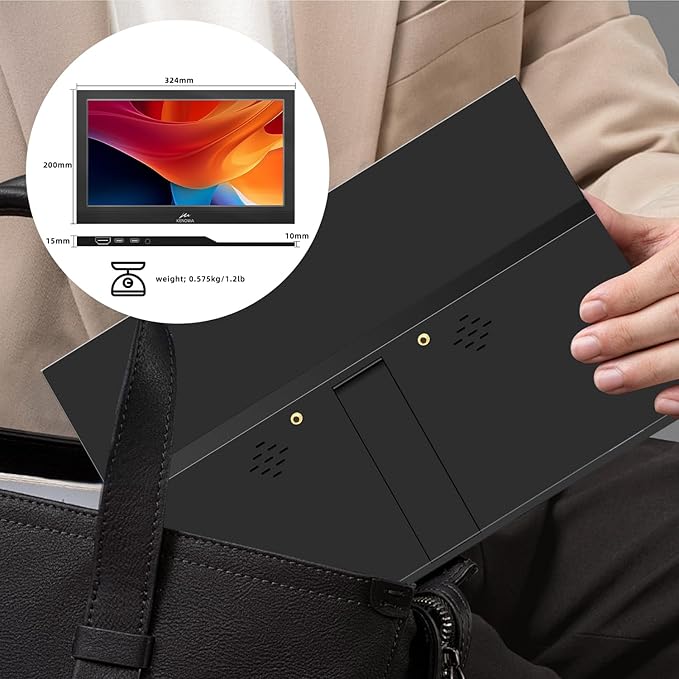 Kenowa Portable Monitor 13.3 Inch - HD 1366x768P LED Display External Monitor with USB C HDMI Built-in Speakers Second Screen for Laptop Phone Mac PC PS4 Xbox