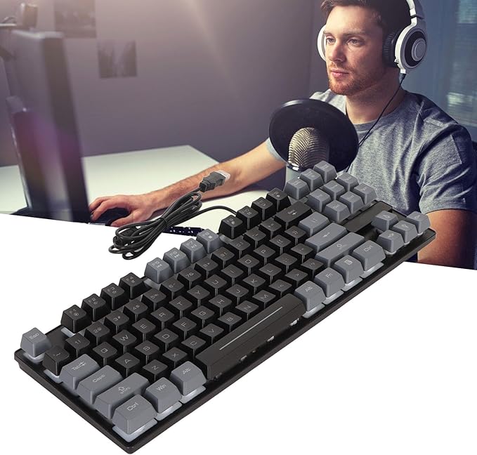 Multifunction Gaming Keyboard Colorful Backlight USB Wired 87 Keys for Games Office