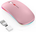 LED Bluetooth Mouse for Laptop/MacBook/iPad - Built-in Mouse Jiggler &amp 4-Mode (Bluetooth 5.2/3.0 &amp 2.4GHz USB-A/C) Rechargeable Silent Mouse Multi-Device Compatible with macOS/iOS/Windows/Andr