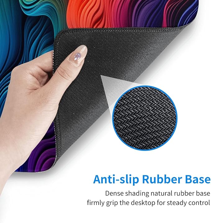 Vibrant Wavy Rainbow Desk Cover MatExtended Large Mouse PadComputer Laptop Mat Desk Decor for Office Game Home 30x16 Inch