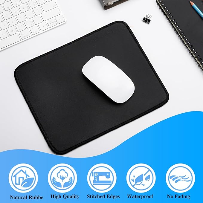 20 Pack Mouse Pad with Stitched Edge2mm Black Mouse PadsMousepads with Non Slip Rubber BasePremium-Textured &amp Waterproof Mousepad for Computers Laptop Office Home8.7x7.1In