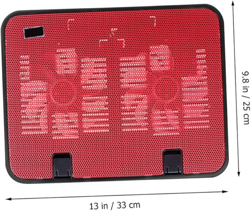 14 Inch Notebook Cooling Pad for Gamers USB Dual Fan Laptop Cooler Slim Design and Metal Panel for Use Red