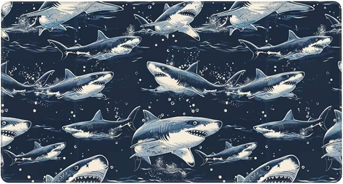 Shark Mouse Pad Non Slip Large Desk Keyboard Mat Gaming Protection Pad 16X29.5 Inch