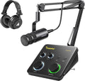 MAONO USB Audio Interface for PC &amp XLR Dynamic Microphone&amp Studio Headphone: Interface with XLR Input 24-bit/192kHz Routing Software Loopback for Recording Music Guitar Podcast Streaming