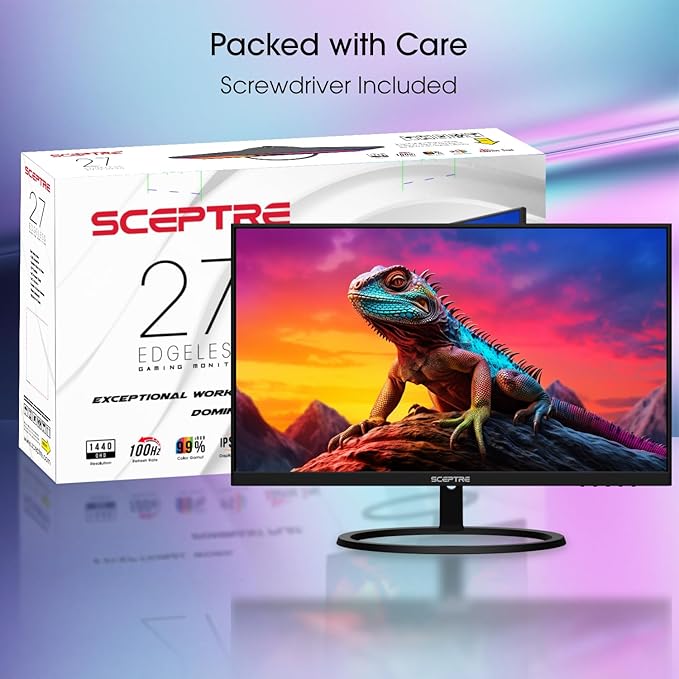 Sceptre 27 IPS 2K Monitor QHD 2560 x 1440 75Hz Edgeless DisplayPort HDMI Build-in Speakers Machine Black
