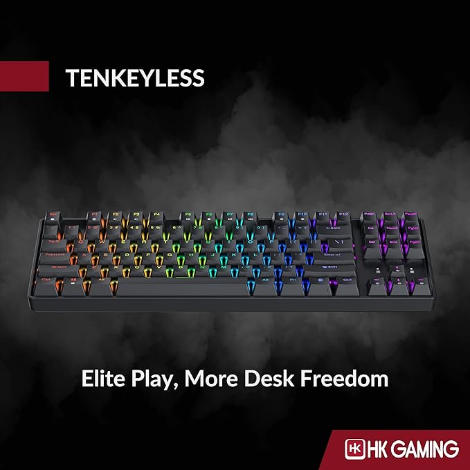 HK GAMING GK80 TKL v3 | Hotswap Mechanical Gaming Keyboard | Tenkeyless 87 Keys Multi Color RGB LED Backlit for PC/Mac Gamer | US Layout (Black Mechanical Brown)