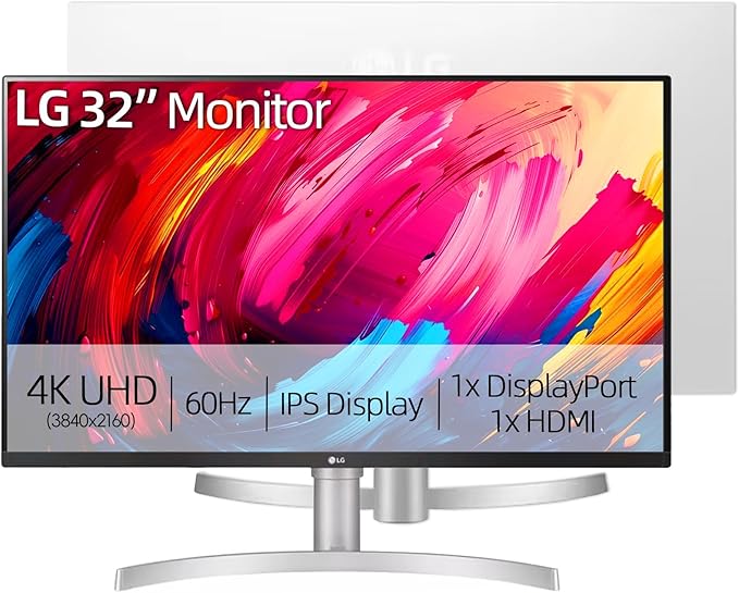 LG 32 4K UHD Monitor 60Hz IPS HDR 10 AMD FreeSync 99% sRGB 100 x 100 mm VESA Tilt/Height Adjustable Stand 1 x DisplayPort 2 x HDMI Black