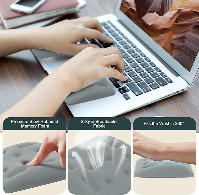 Ergonomic Wrist Rest for Laptop Upgraded Laptop Wrist Support Pad for Computer Keyboard Relieve Wrist Pain and Carpal Tunnel(Greyish-Green)
