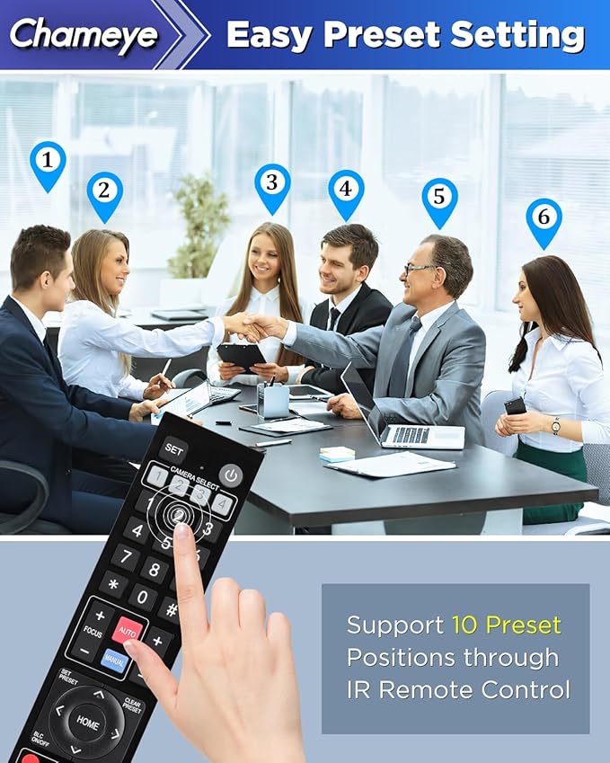 Chameye 4K PTZ Conference Room Camera 10X Optical Zoom AI-Auto Tracking PTZ Camera 4K Bundle NDI PTZ Controller C410+E300