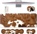 4 in 1 Ergonomic Keyboard Wrist Rest &amp Mouse Pad Wrist Rest Set Large XXL Gaming Desk Mat 31.5x 11.8 with Non-Slip Base Memory Foam for Home Office Study Gaming Brown Cow Print