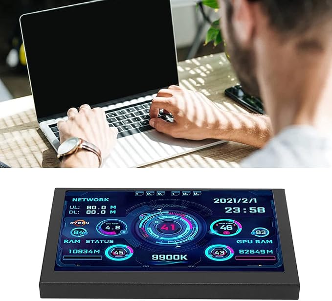 Yosoo Health Gear Monitor PC CPU Data Monitor 5 Inch Computer Temp Monitor PC CPU GPU RAM Data Monitor for aida64 Temperature Display