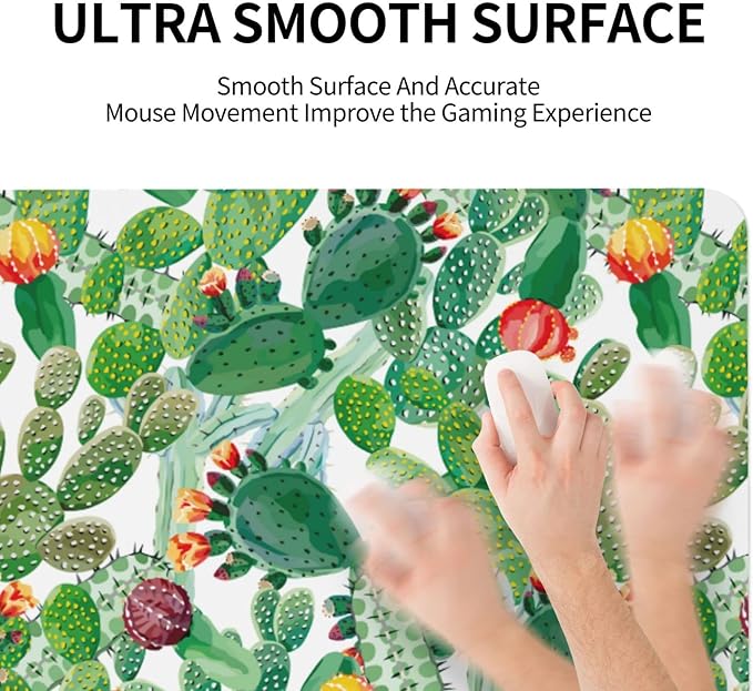 Cactus Plant Large Mouse Pad Gaming Mousepad with Wrist Support Rubber Computer Keyboard Mat for Desk Laptop Non-Slip Full Deskmat Protector Waterproof Writing Pad Office Home 16x35.5 in