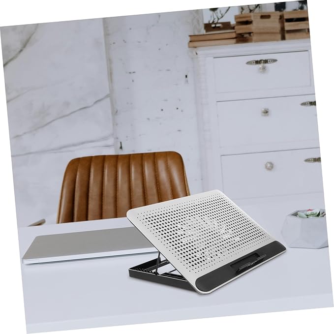 Laptop Cooler Stand Thin and Quiet Mute Computer Fan with Brackets Durable Aluminum Alloy Support Frame for Home Use Silver