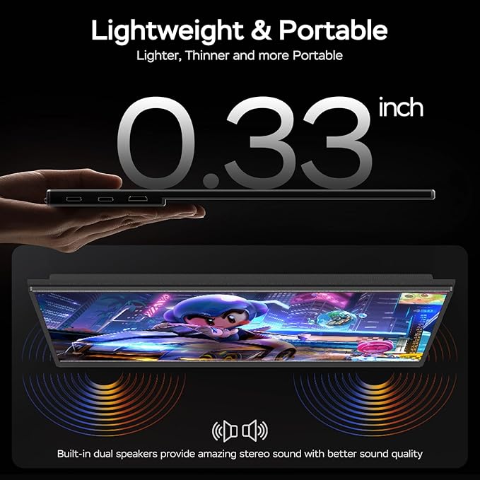 Yxk 17.3 Portable Monitor 1080P 144Hz IPS HDR | Travel Display for PC/Mac/Phone/Console/Laptop | Smart Cover &amp Speakers