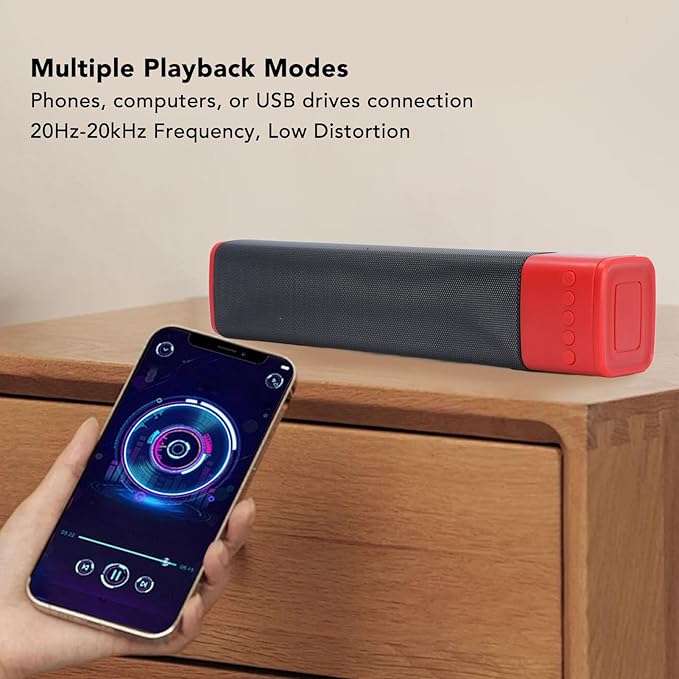 Yoidesu RGB Desktop Soundbar Bluetooth Computer Speaker with Dynamic Lighting Audio Light Sync Display 4Ω 5W for Home Gathering Outdoor Picnic (Red)