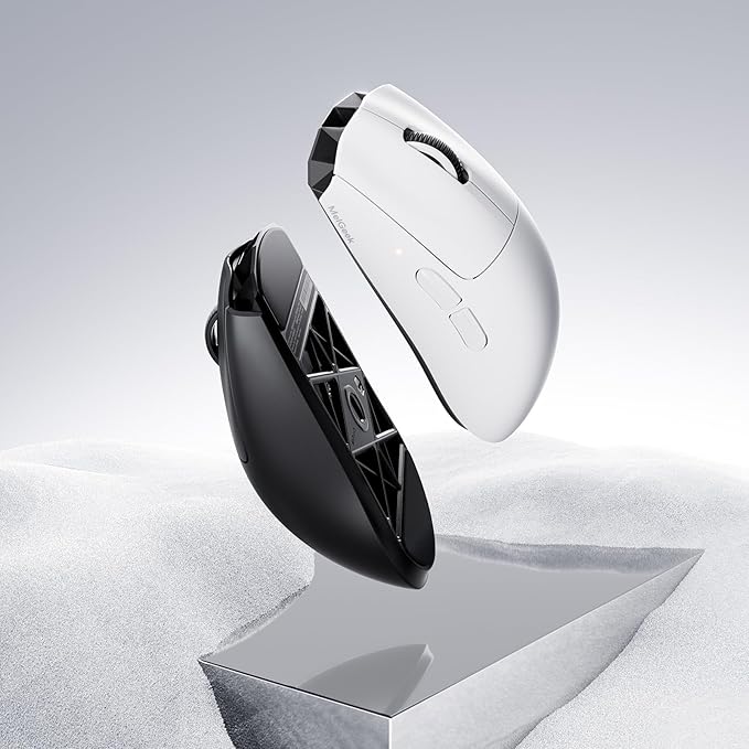 MelGeek Horus Lightweight Mouse Wireless Gaming Mouse 49g 8K Polling 30K DPI Sensor 215 Hr Battery 2.4G/USB-C with Light Receiver Fit for Medium and Large Hands - White