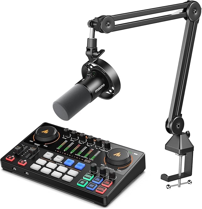 MAONO Podcast Equipment Bundle-XLR USB Podcast Recording Mic kit(PD300X+BA37+E2 Gen2)