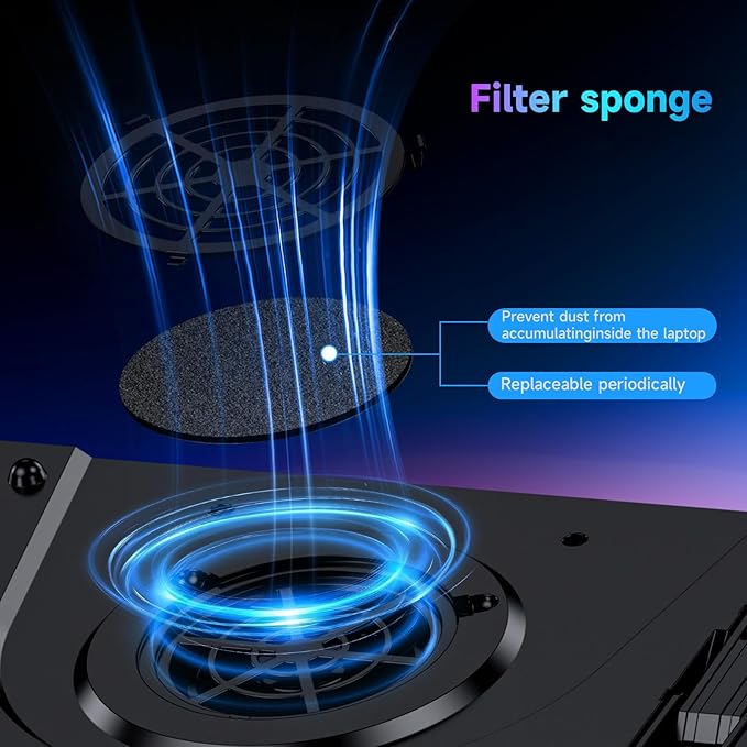 GT300 Upgraded Laptop Cooling Pad with Adjustable Stand Turbo Boosted Cooler for Rapid Cooling 10-17inch Gaming Laptop Flexible Sealing RingFeaturing Air Filtration and USB Hub