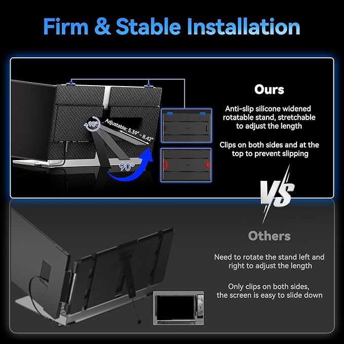 Laptop Screen Extender 15.3 16:10 IPS 100% sRGB Portable Travel Monitor for Laptop FHD 1200P External Display Screen Dual Screen Attachment Plug &amp Play for Mac Windows