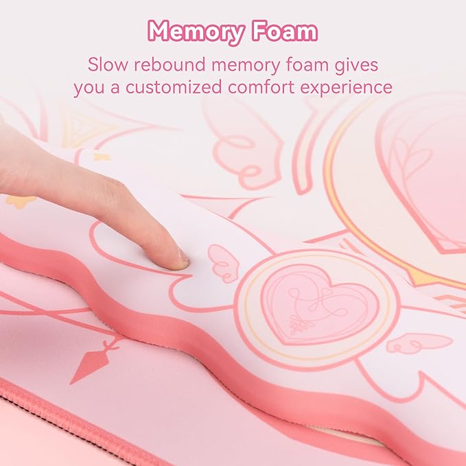 GeekShare Kawaii Mouse Pad Wrist Rest Support Set - Non-Slip Rubber Base Desk Mat and Memory Foam Wrist Rest for Keyboard and MousePerfect for Gamingor Home Office Work - Star Wings Series