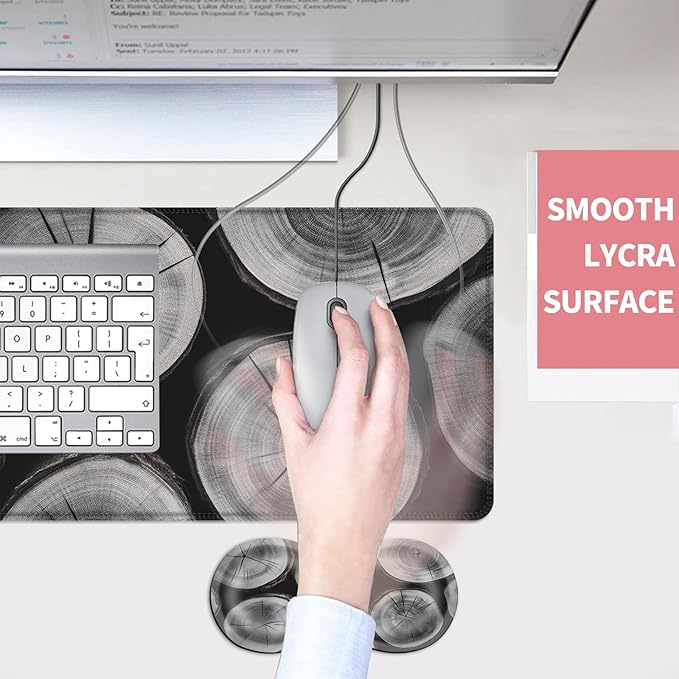 Mouse PadLarge Desk Mat Set 4in1 XL Mousepad + Keyboard Wrist Rest+Mouse Wrist Rest+Coaster with Ergonomic Desk Pad for Home Office Table Computer Cover -Rustic Wood