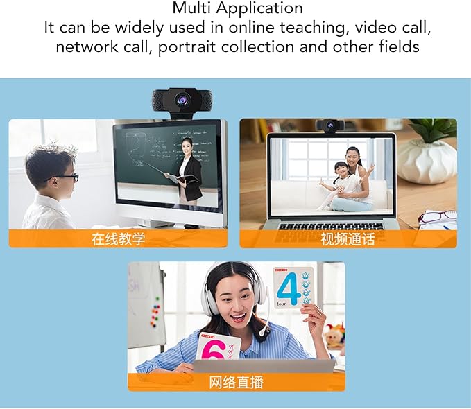 Goshyda 4K Webcam with Beauty Function Plug and Play USB Camera Variable Focus for Live Streaming Meetings